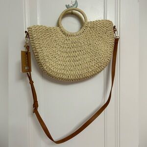 Miztique Straw Crossbody Handbag Tote Purse Summer Casual Beach Bag